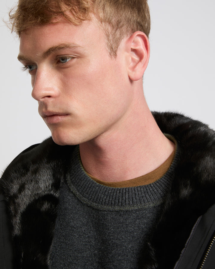 Winter sale & boxing day Yves Salomon -Hooded jacket in waterproof technical gabardine and mink fur