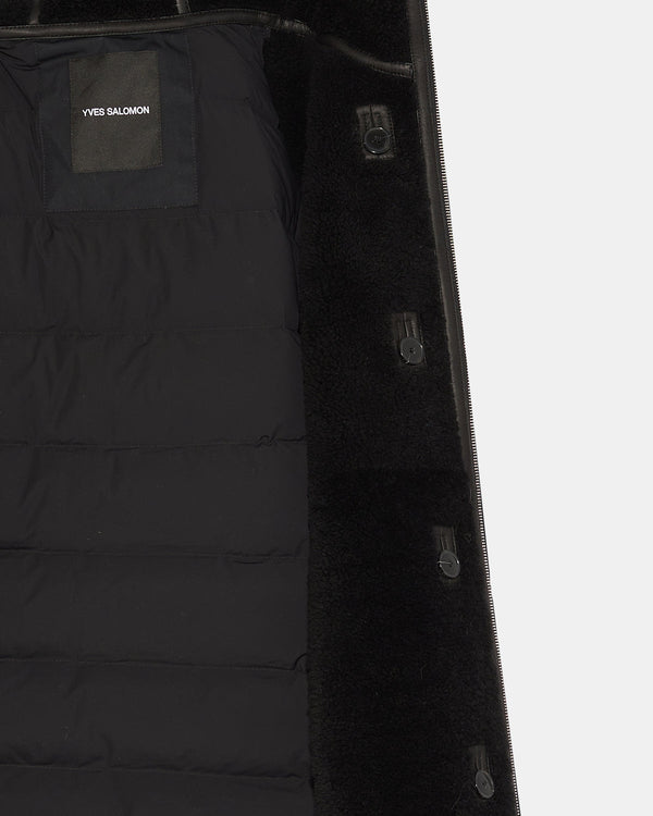 Short parka in cotton blend and shearling - black - Yves Salomon Men