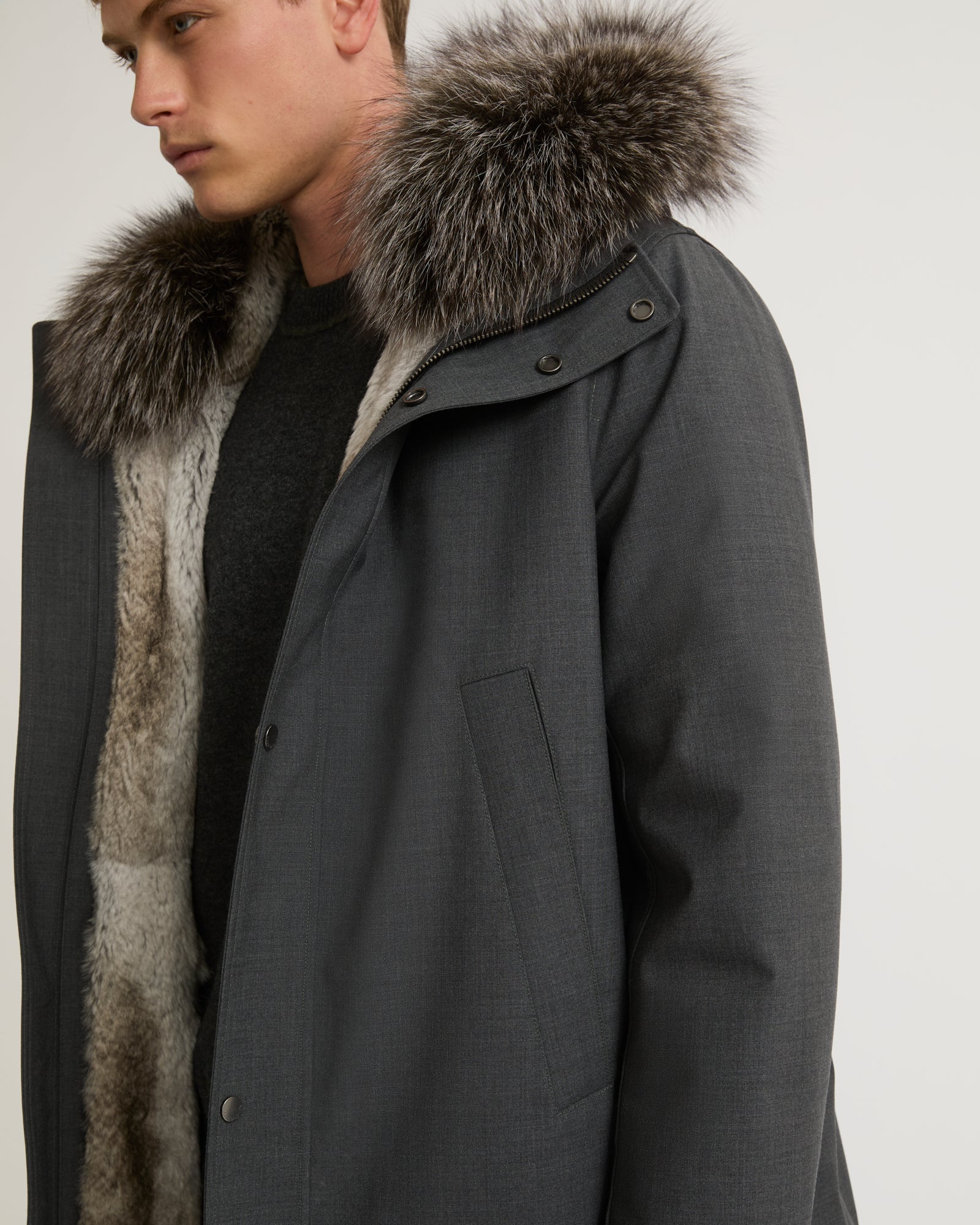 Grey parka mens hotsell