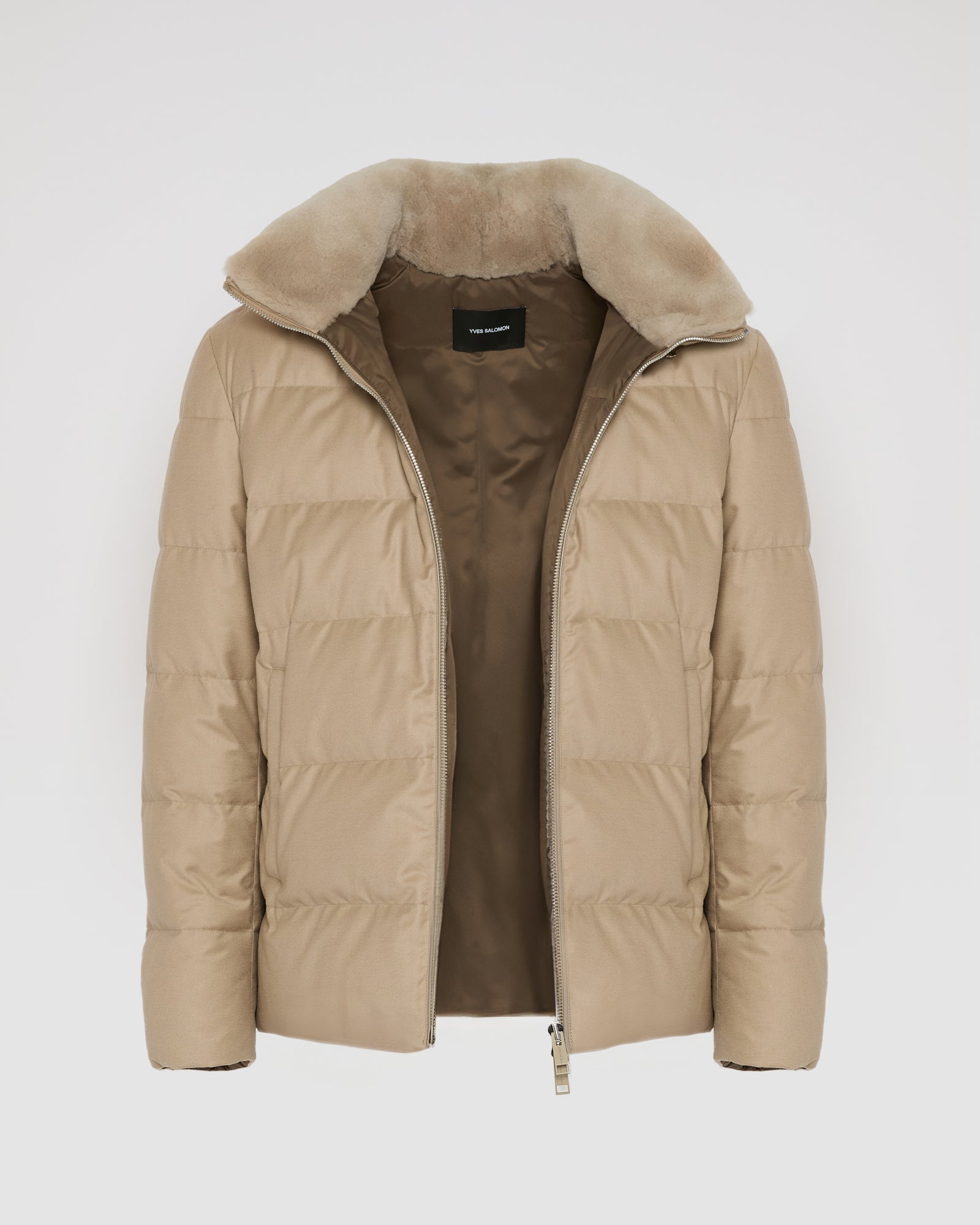 Short down jacket in Loro Piana fabric with mink trim - Yves Salomon