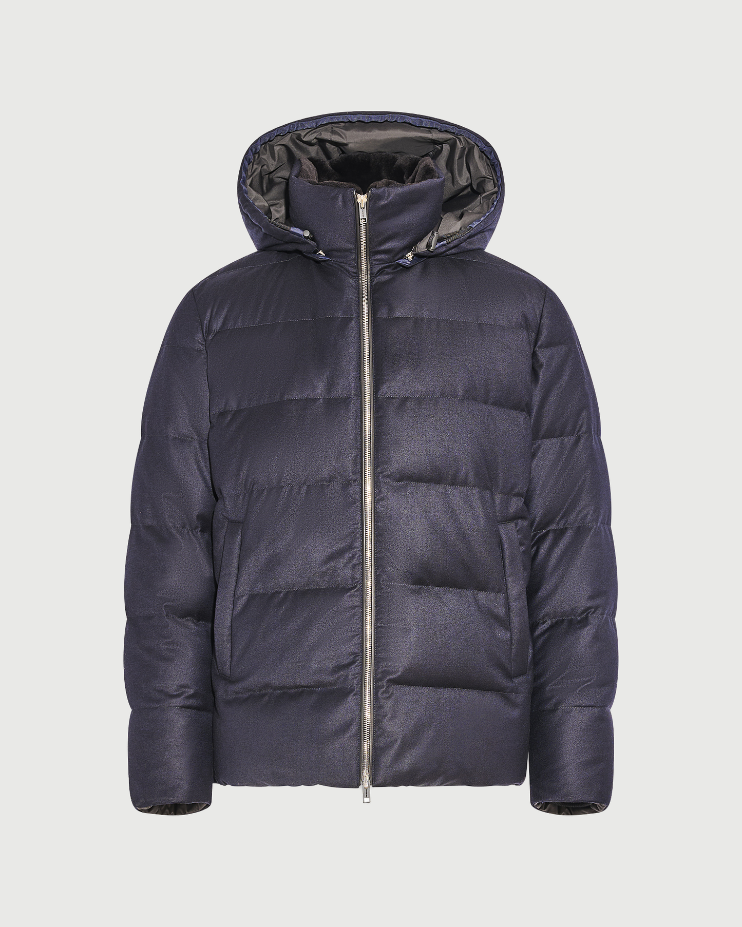 Short down jacket in Loro Piana fabric with mink fur trim - Yves Salomon - New Fall Winter Collection