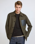 Workwear jacket in double-sided wool-cashmere fabric