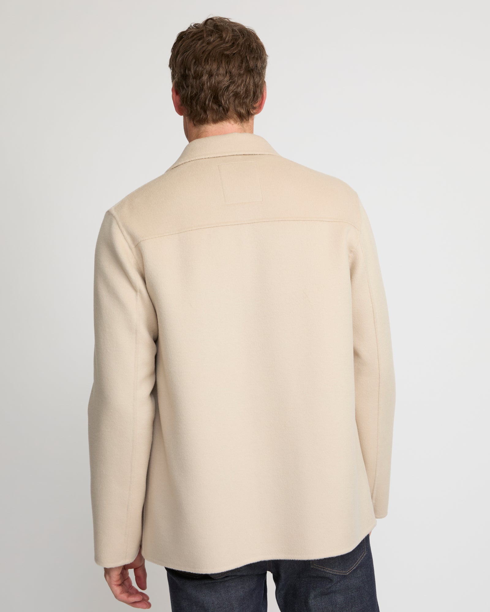 Workwear jacket in double-sided wool-cashmere fabric - beige