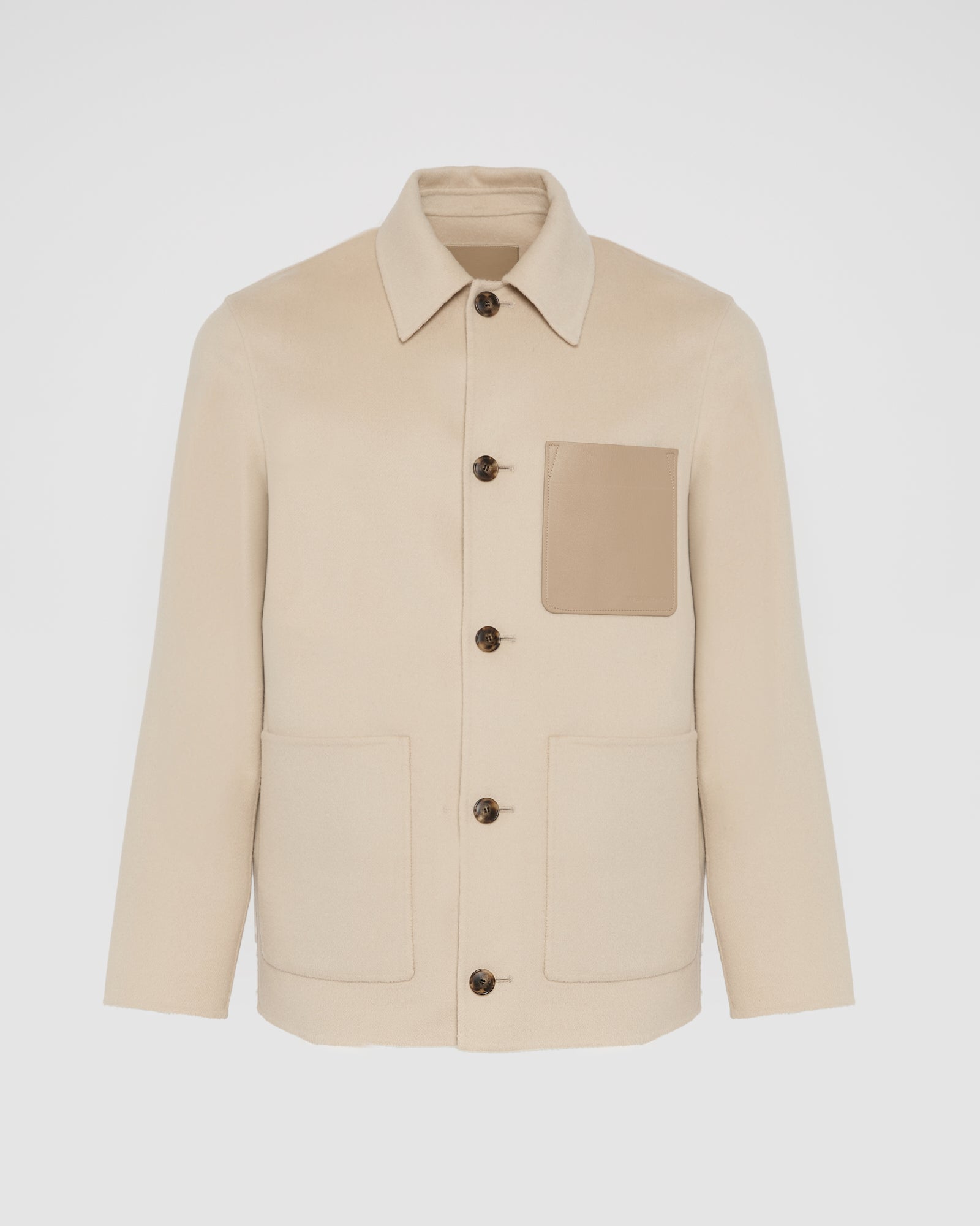 Workwear jacket in double-sided wool-cashmere fabric - beige
