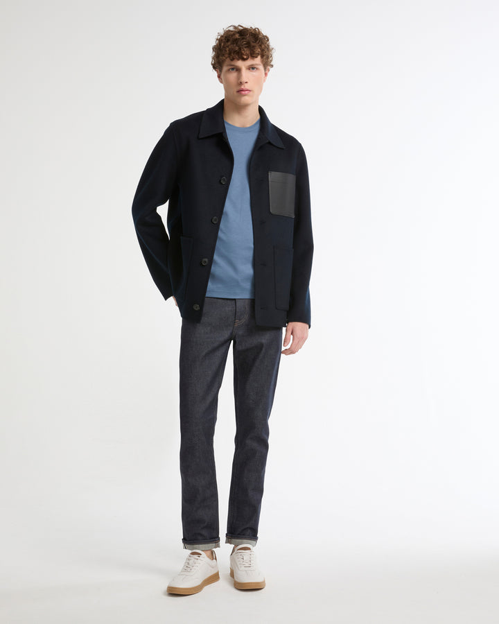 Workwear jacket in double-sided wool-cashmere fabric