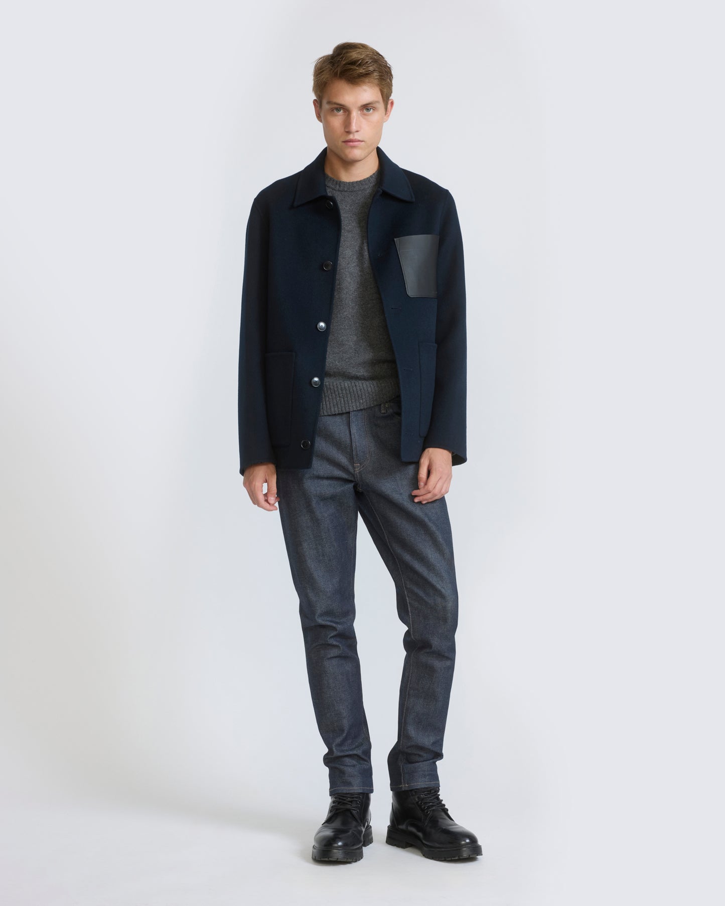 Workwear jacket in double-sided wool-cashmere fabric - Yves Salomon - New Fall/Winter Collection