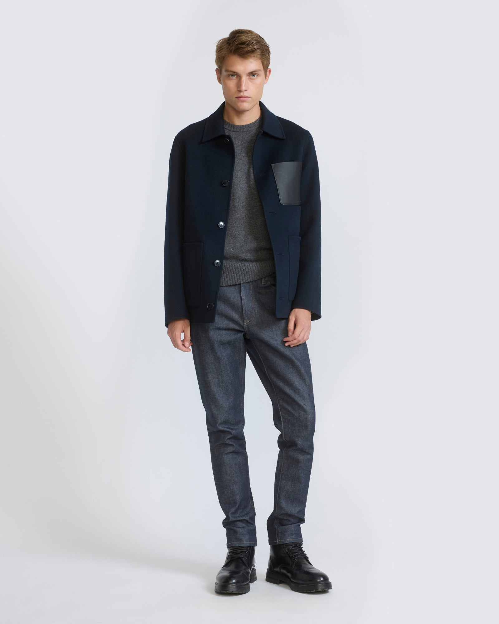 Workwear jacket in double-sided wool-cashmere fabric - Yves Salomon - New Fall/Winter Collection