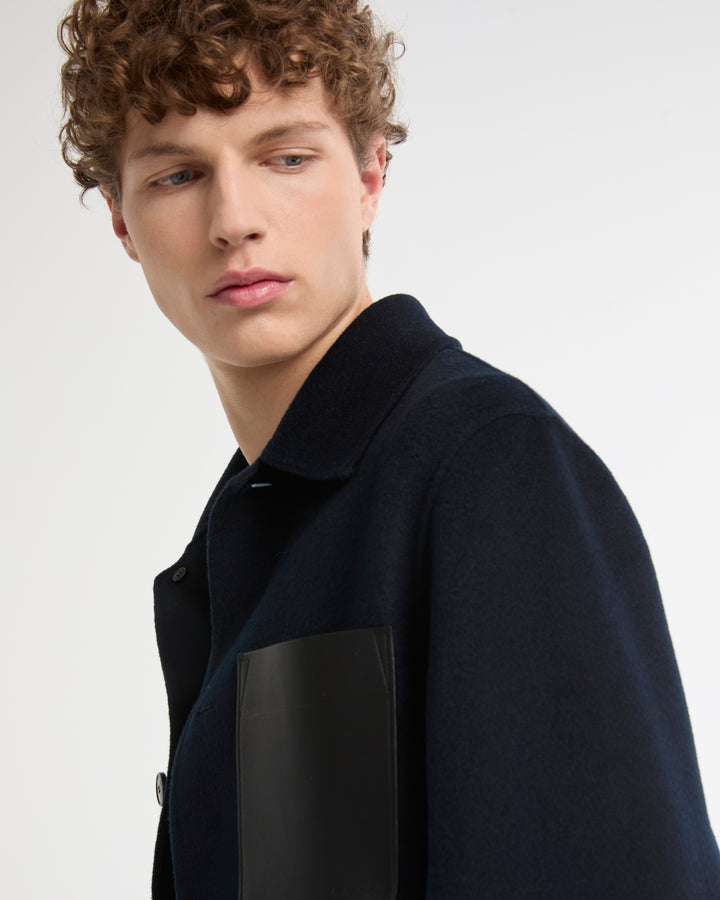 Workwear jacket in double-sided wool-cashmere fabric