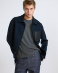 Workwear jacket in double-sided wool-cashmere fabric
