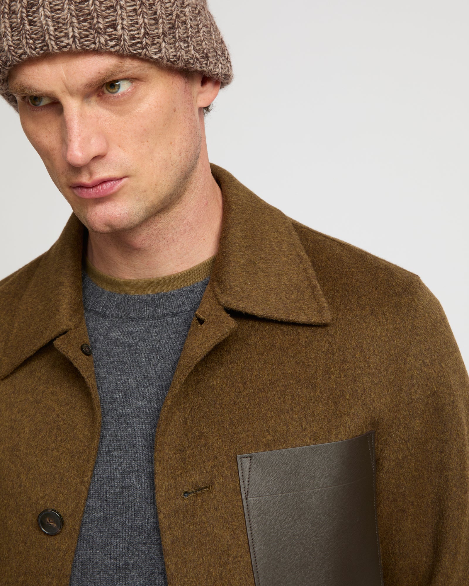 Workwear jacket in double-sided wool-cashmere fabric - Yves Salomon
