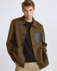 Workwear jacket in double-sided wool-cashmere fabric