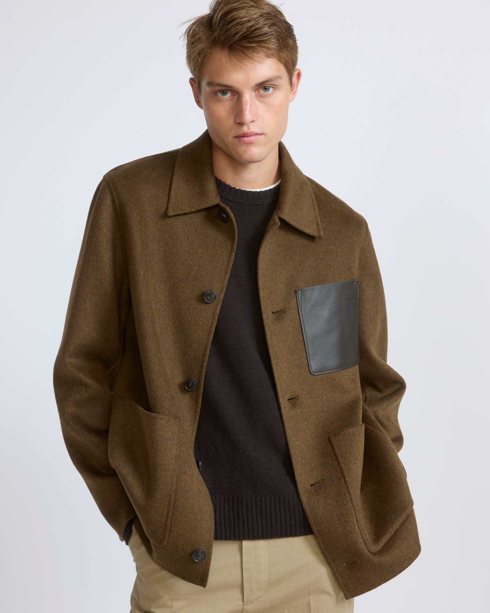 Workwear jacket in double-sided wool-cashmere fabric - Yves Salomon - New Fall/Winter Collection