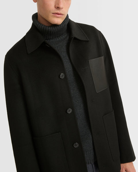 【YOKE】WOOL KARSEDOUBLEBREASTED OVERCOAT Zipped jacket in double-sided wool-cashmere fabric with mink