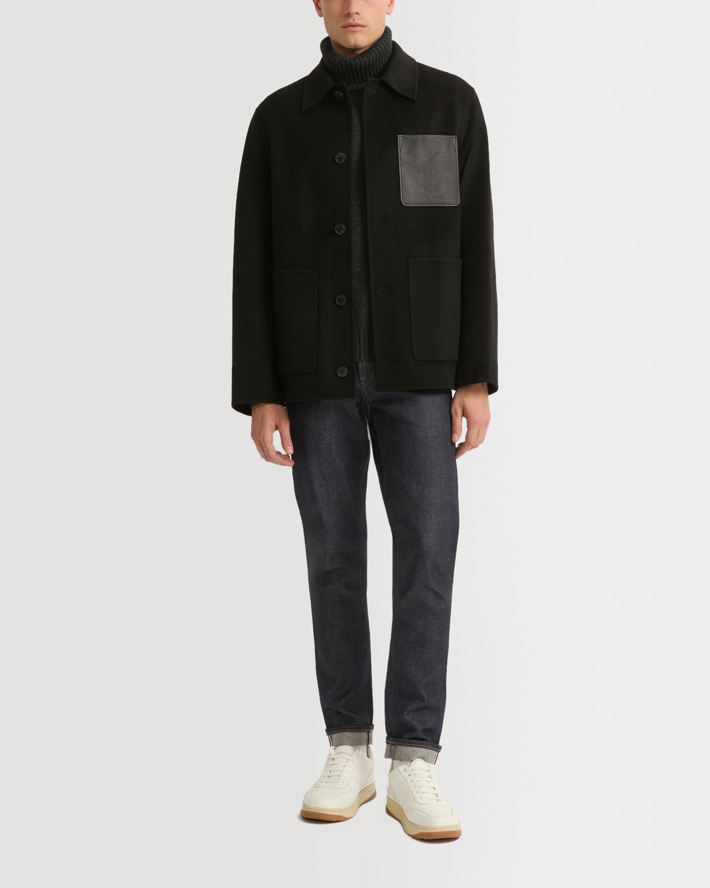 Workwear jacket in double-sided wool-cashmere fabric -Yves Salomon