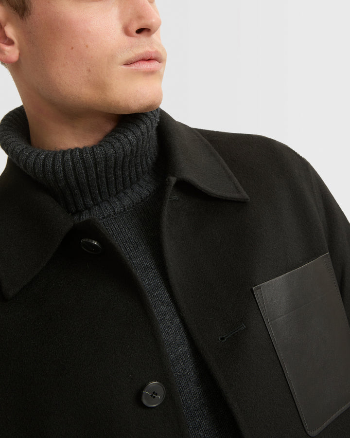 Workwear jacket in double-sided wool-cashmere fabric -Yves Salomon