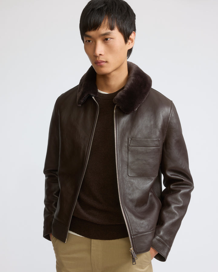 Leather jacket with shearling collar - Yves Salomon - New Fall/Winter Collection