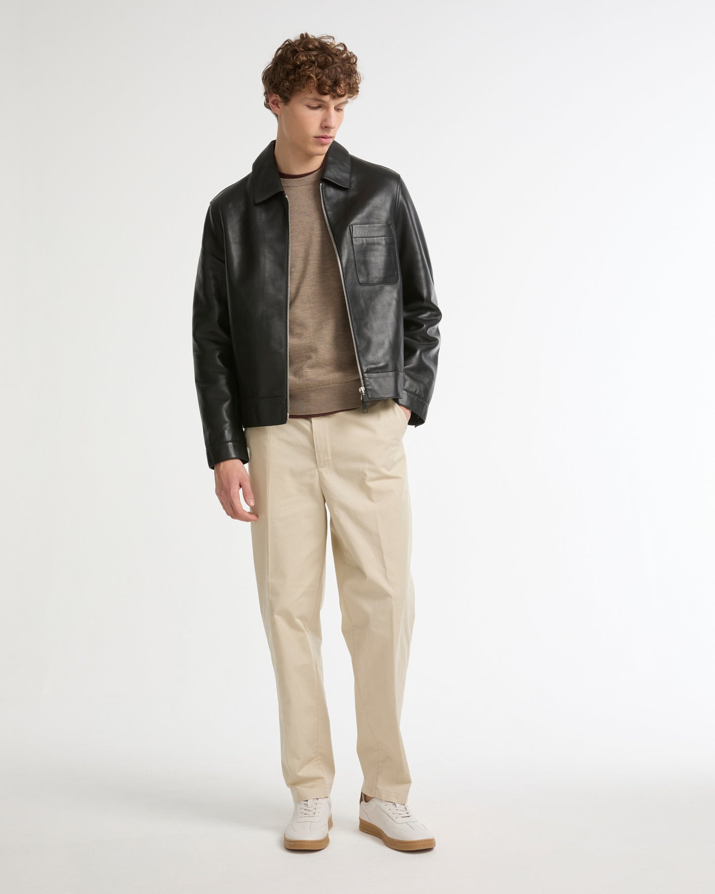 Lamb leather jacket with nappa finish