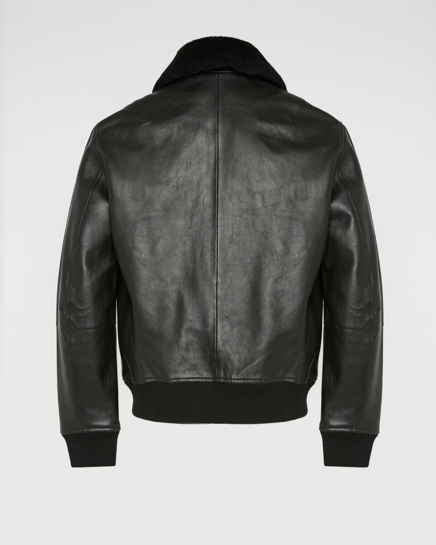Leather aviator jacket with Merino lambskin shearling collar