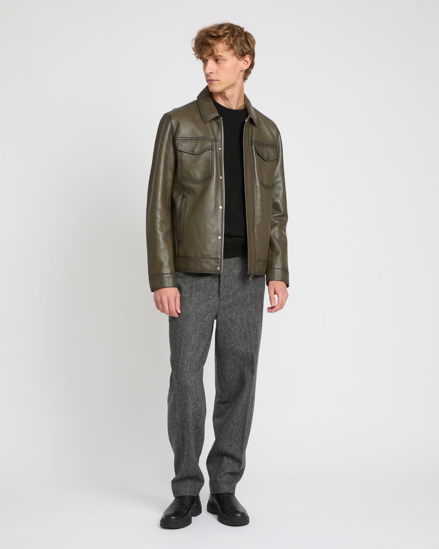Denim jacket style leather jacket