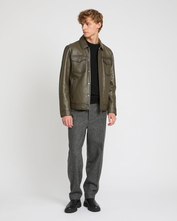 Denim jacket style leather jacket