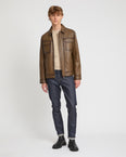 Denim jacket style leather jacket