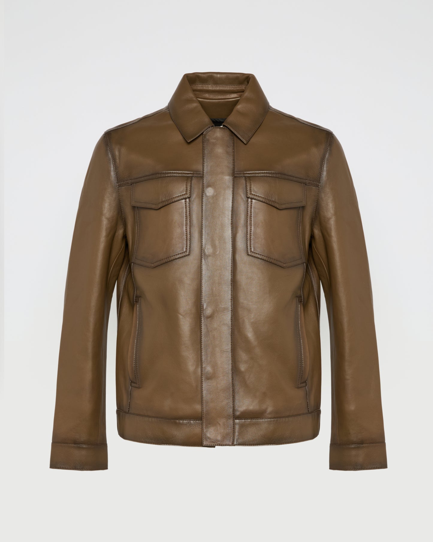 Denim jacket style leather jacket