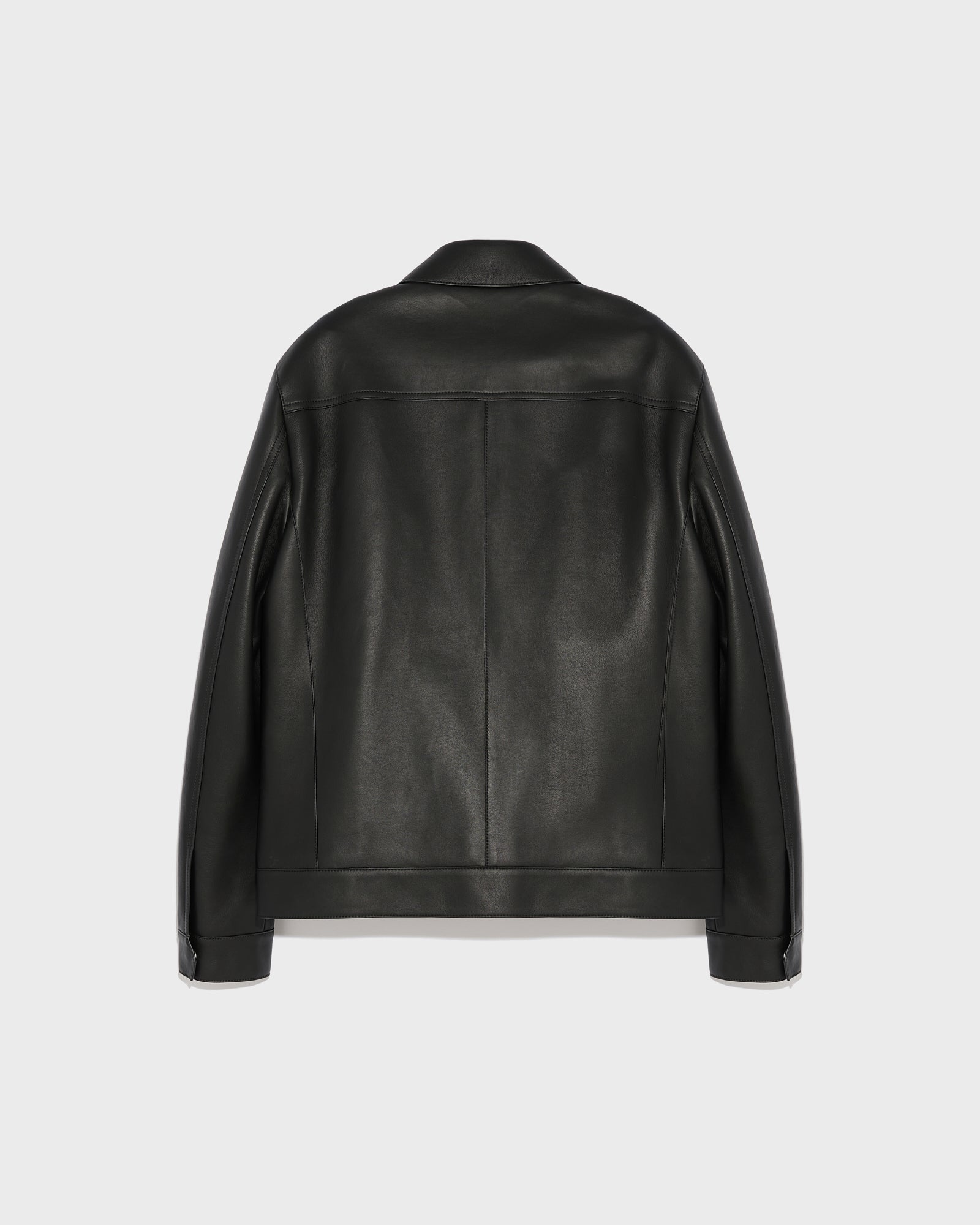 Denim jacket style leather jacket - black - Yves Salomon Men