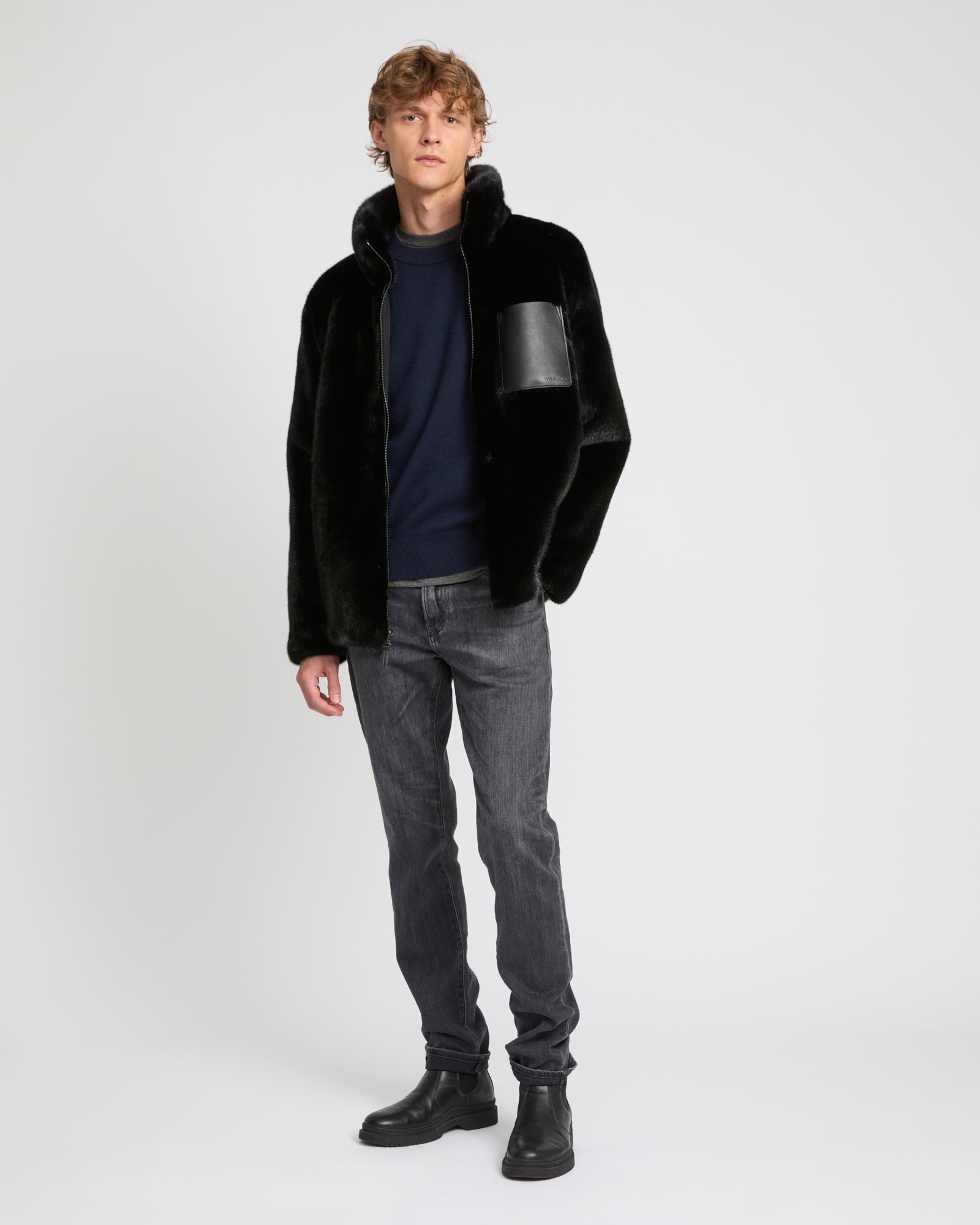 Reversible mink fur fleece jacket - black - Yves Salomon – Yves