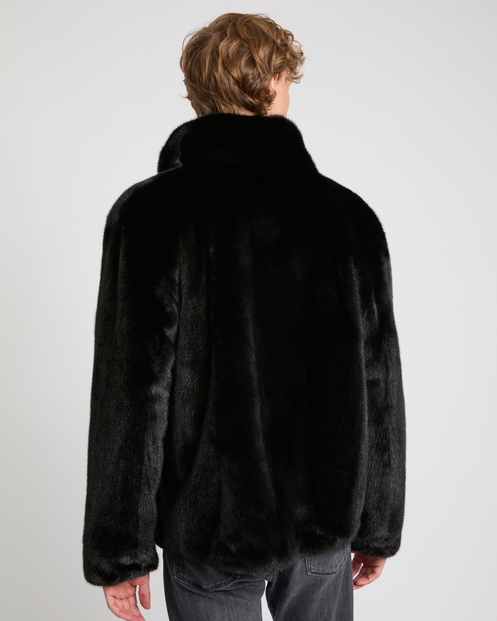Reversible mink fur fleece jacket - black - Yves Salomon – Yves