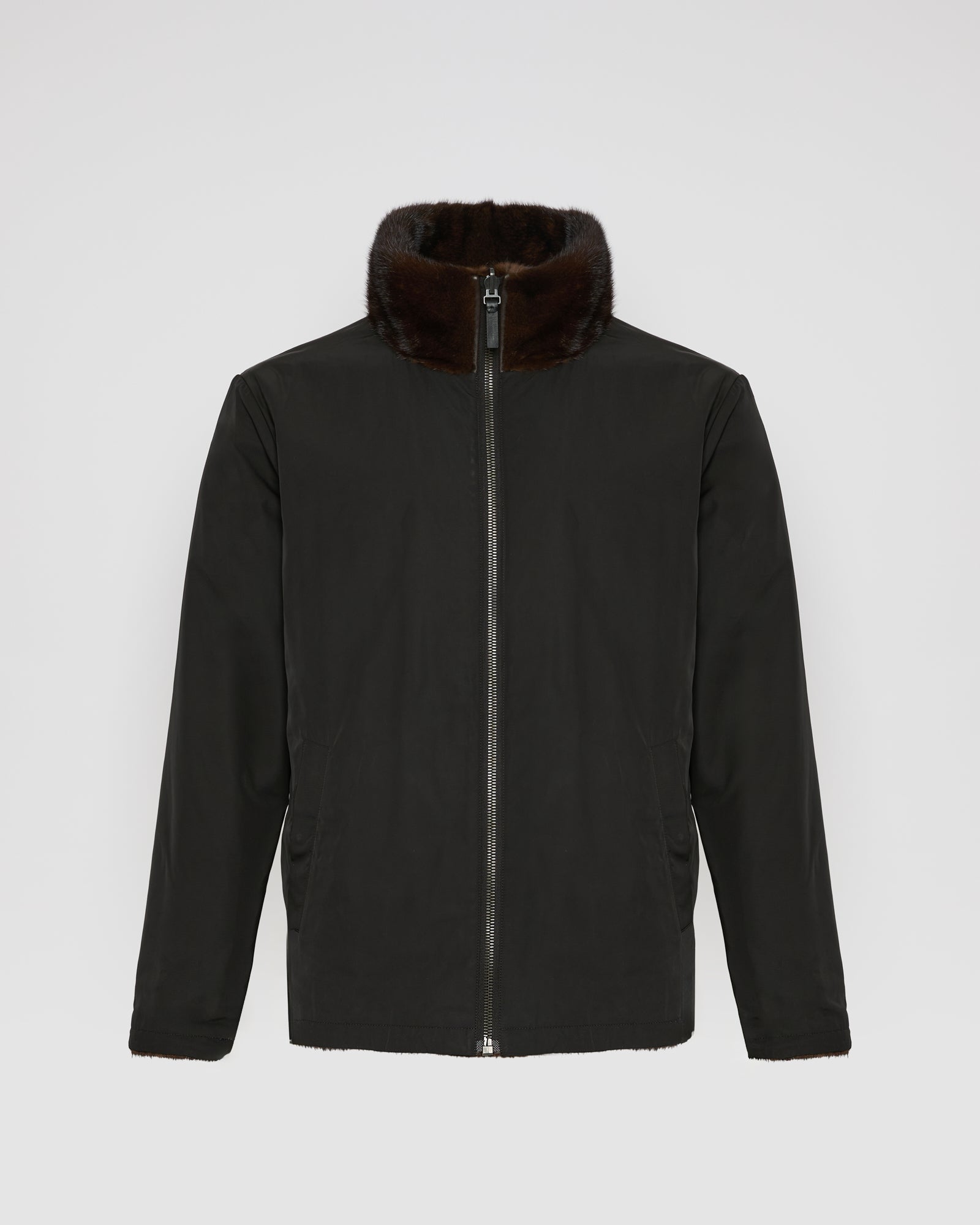 Reversible mink fur fleece jacket - black - Yves Salomon – Yves