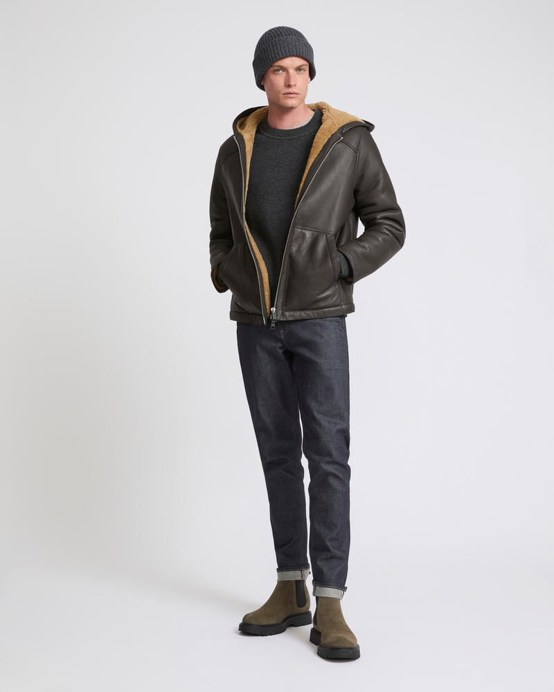 Silky shearling hoodie - brown - Yves Salomon