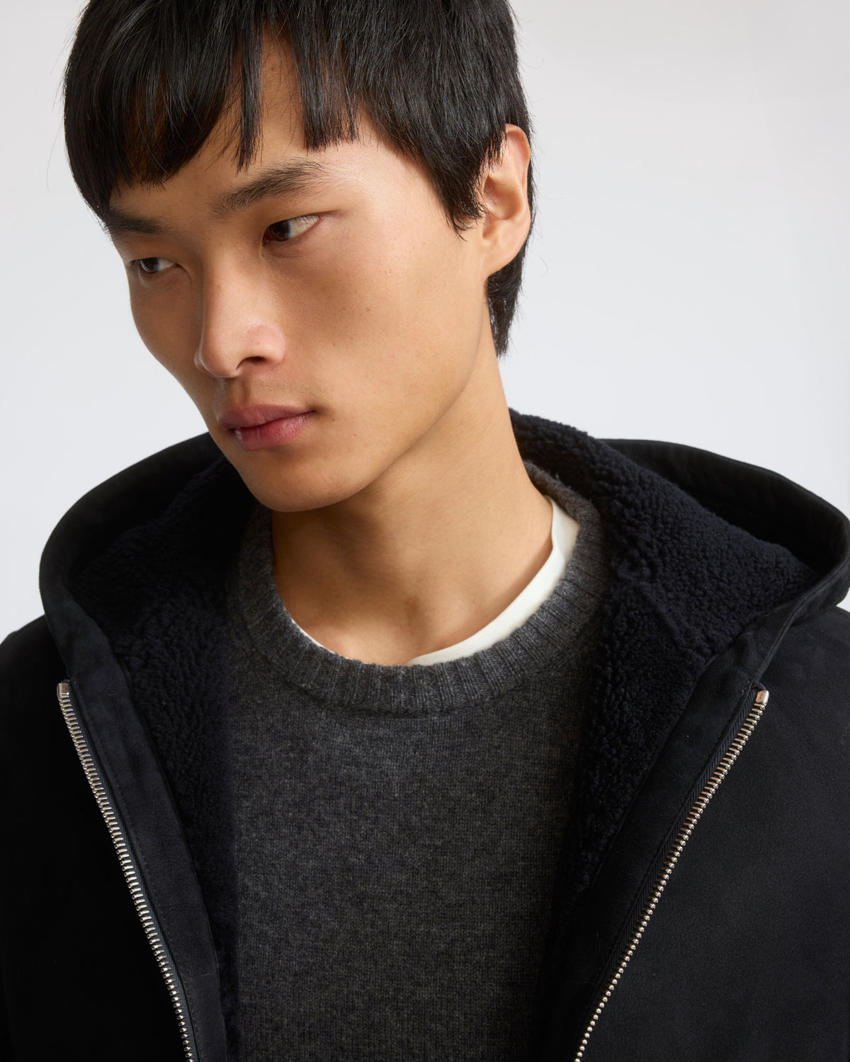 Suede shearling hoodie with curly wool - Yves Salomon - New Fall/Winter Collection