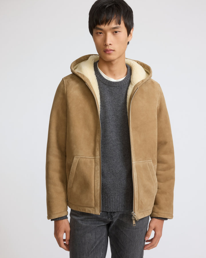 Suede shearling hoodie with curly wool - Yves Salomon - New Fall/Winter Collection