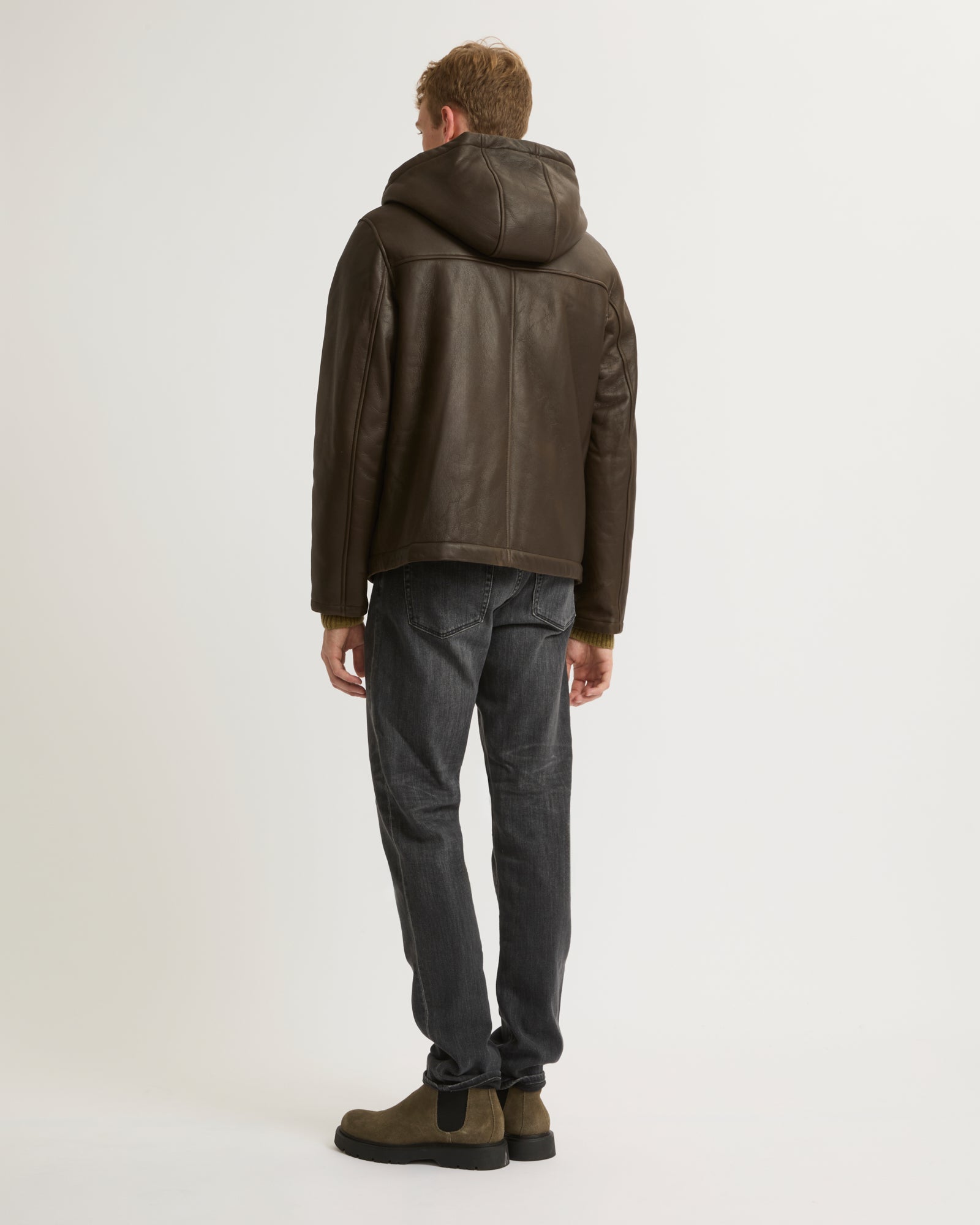 Silky shearling hoodie - grey - Yves Salomon Men – Yves