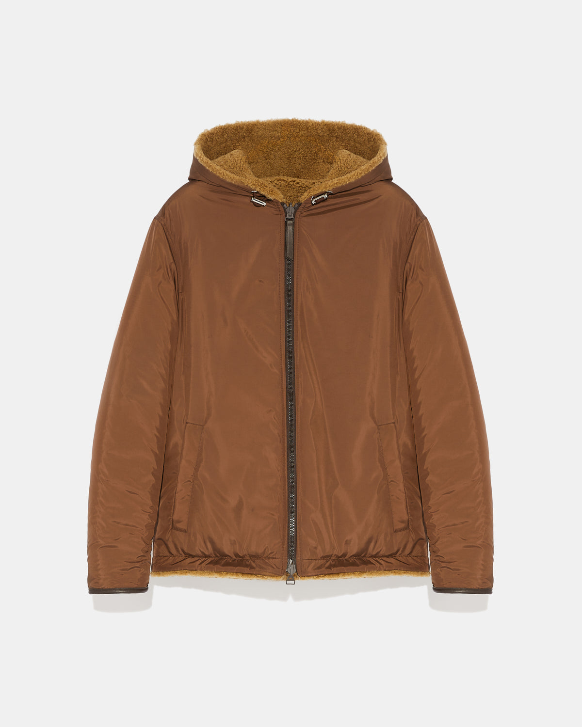 Reversible shearling hoodie - camel - Yves Salomon Men