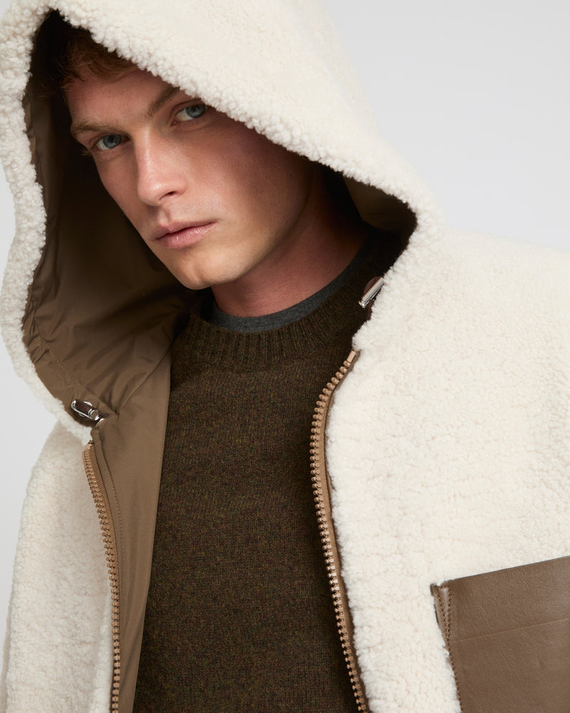 Reversible shearling hoodie - white - Yves Salomon