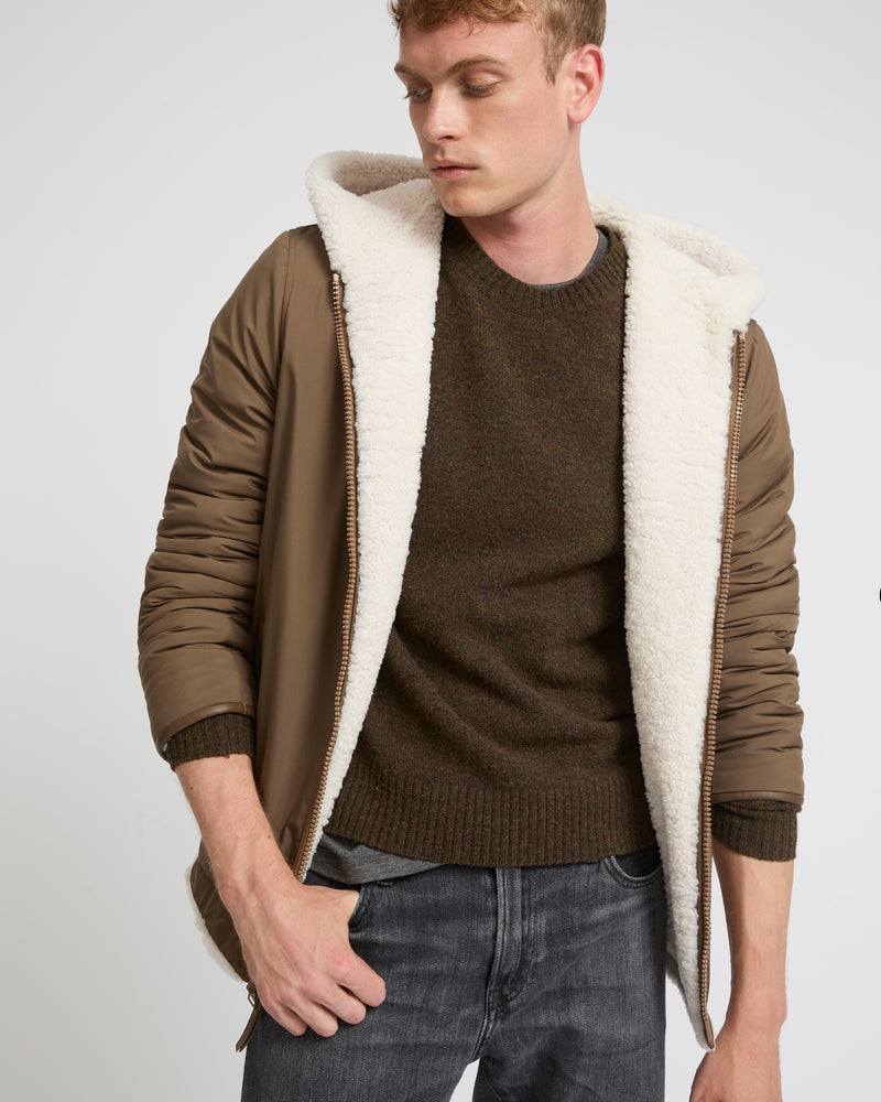 Reversible shearling hoodie - white - Yves Salomon