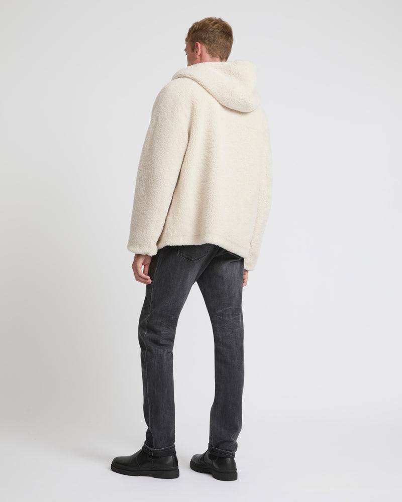 Reversible shearling hoodie - white - Yves Salomon