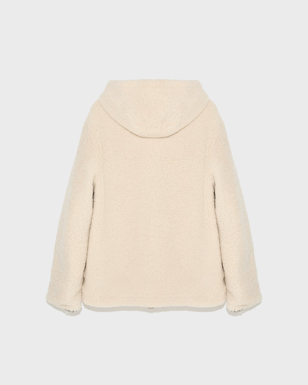 Reversible shearling hoodie - white - Yves Salomon