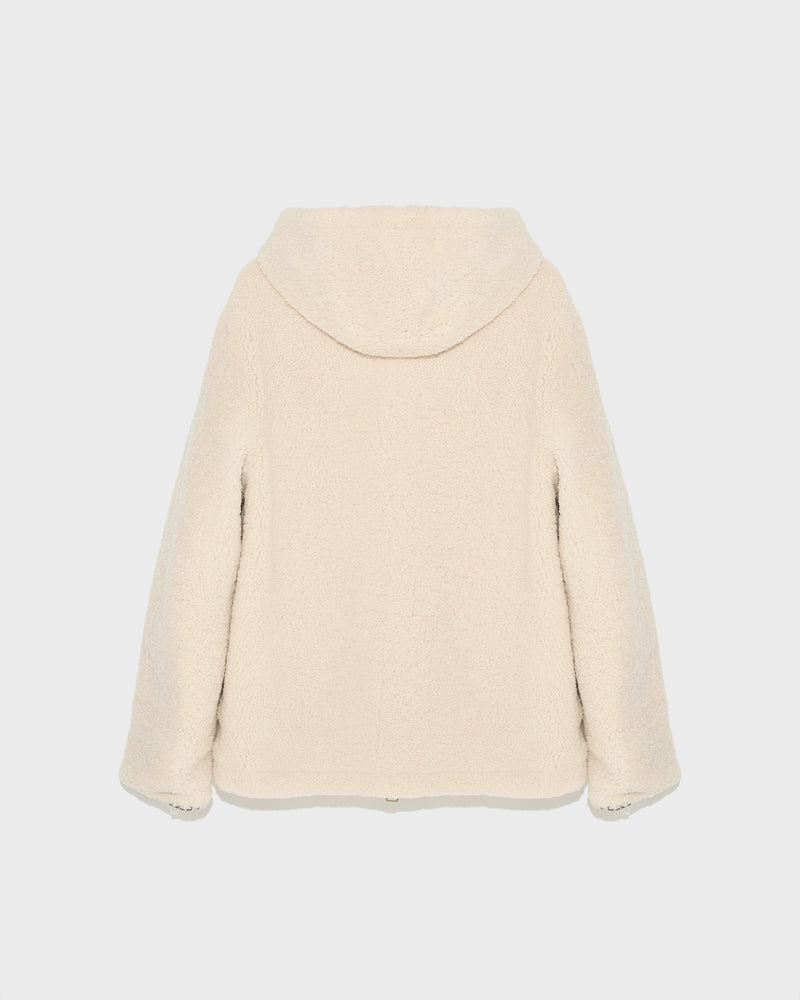 Reversible shearling hoodie - white - Yves Salomon