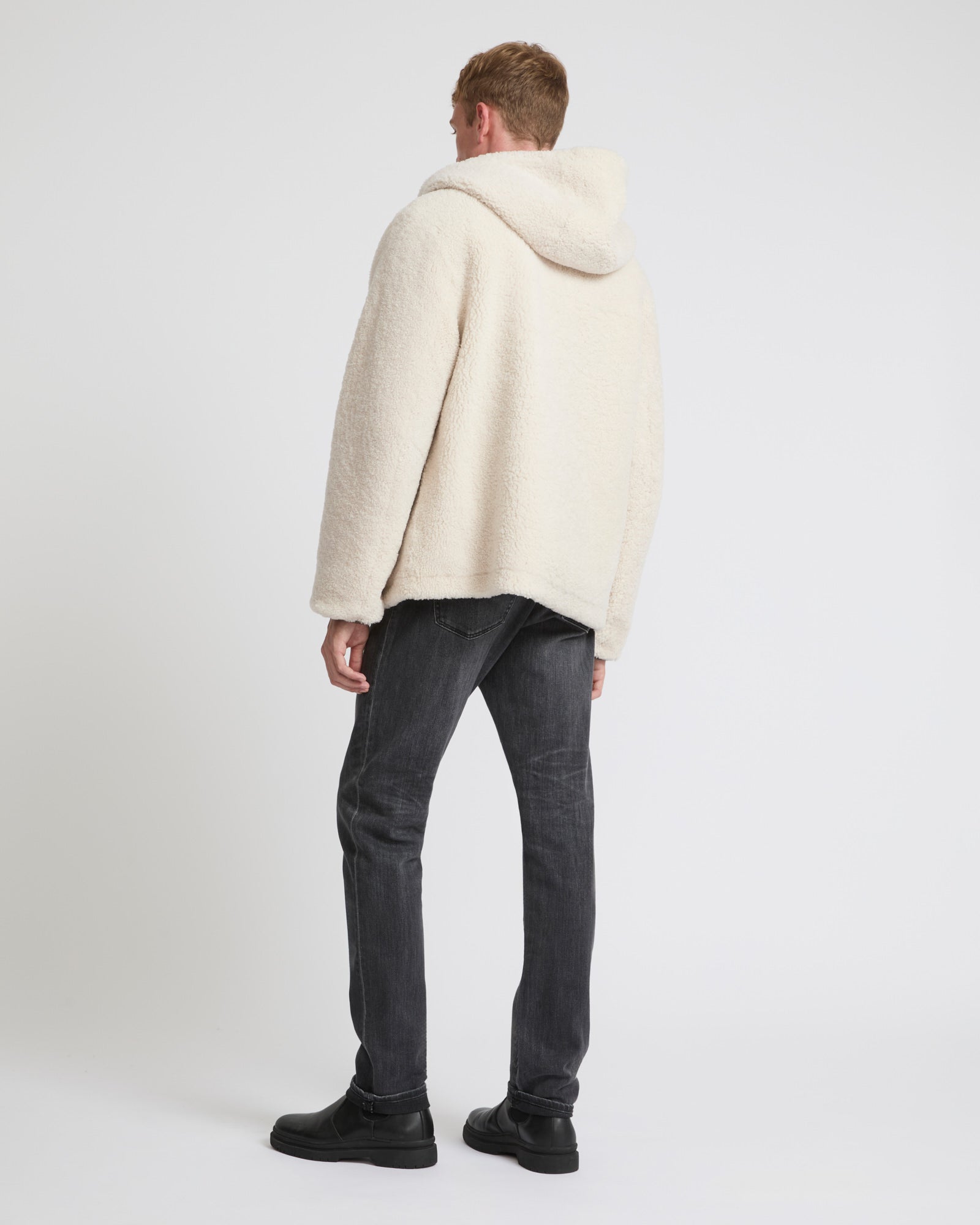 Reversible shearling hoodie - white - Yves Salomon Men