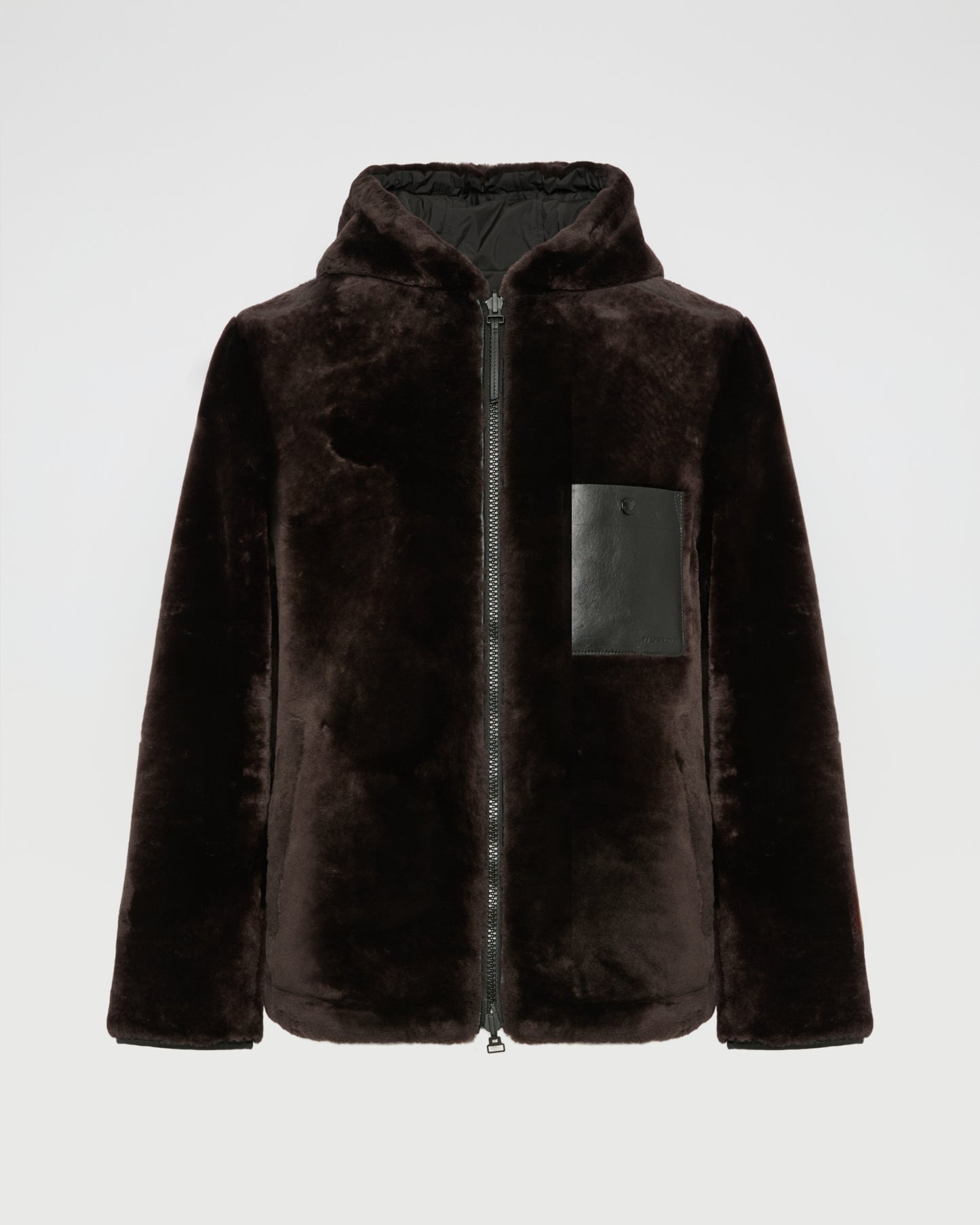 Reversible lambskin shearling hoodie
