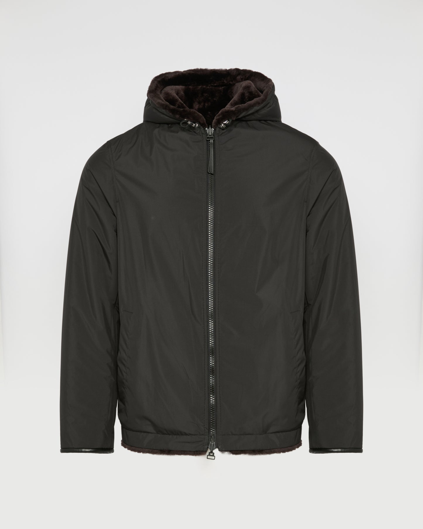 Reversible lambskin shearling hoodie