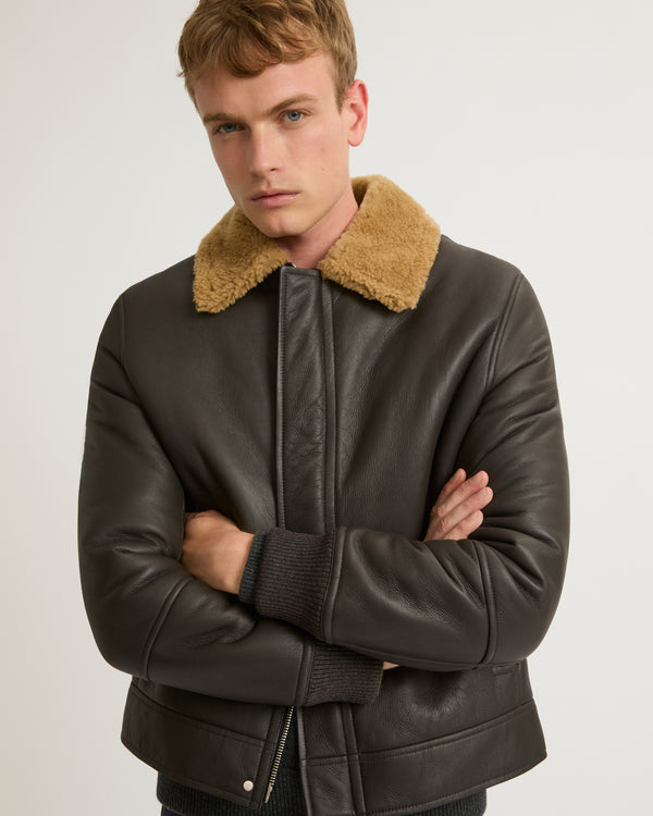 Silky shearling jacket - bark/miel - Yves Salomon