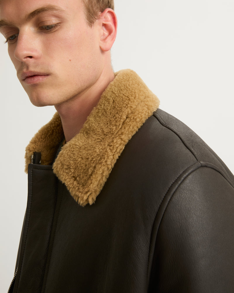 Silky shearling jacket - bark/miel - Yves Salomon