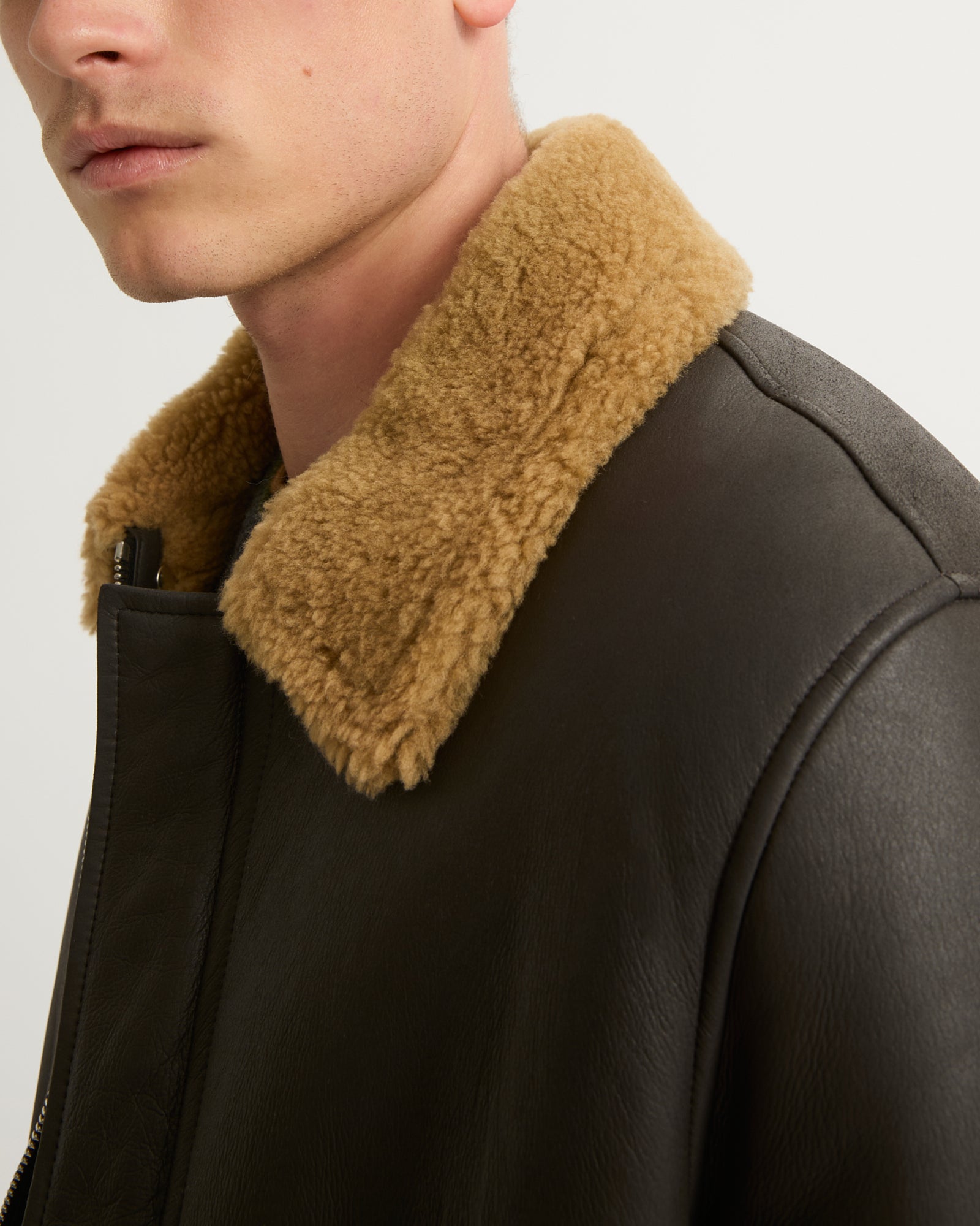 Silky shearling jacket - brown - Yves Salomon Men – Yves