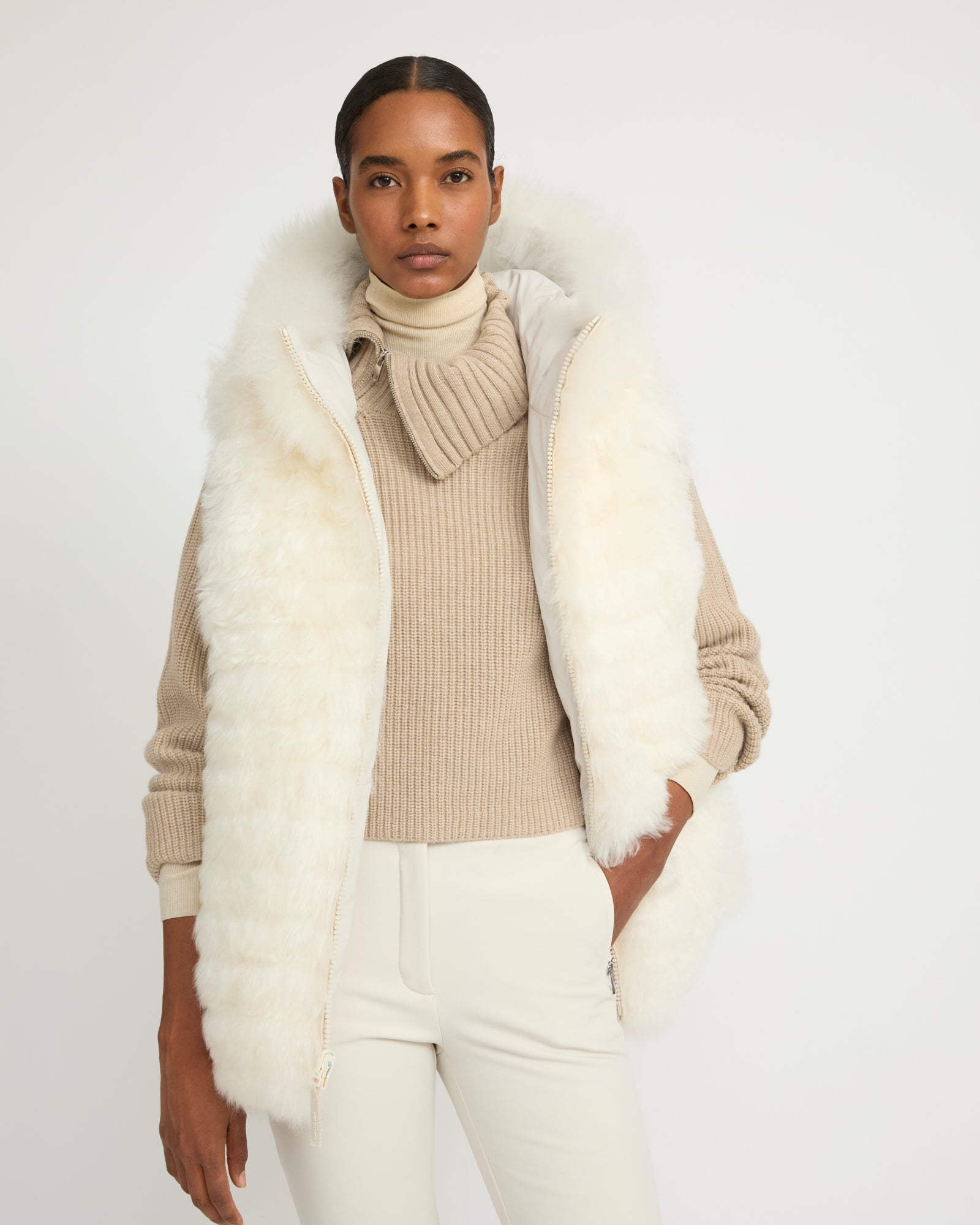 Reversible long-haired lambskin gilet - Yves Salomon