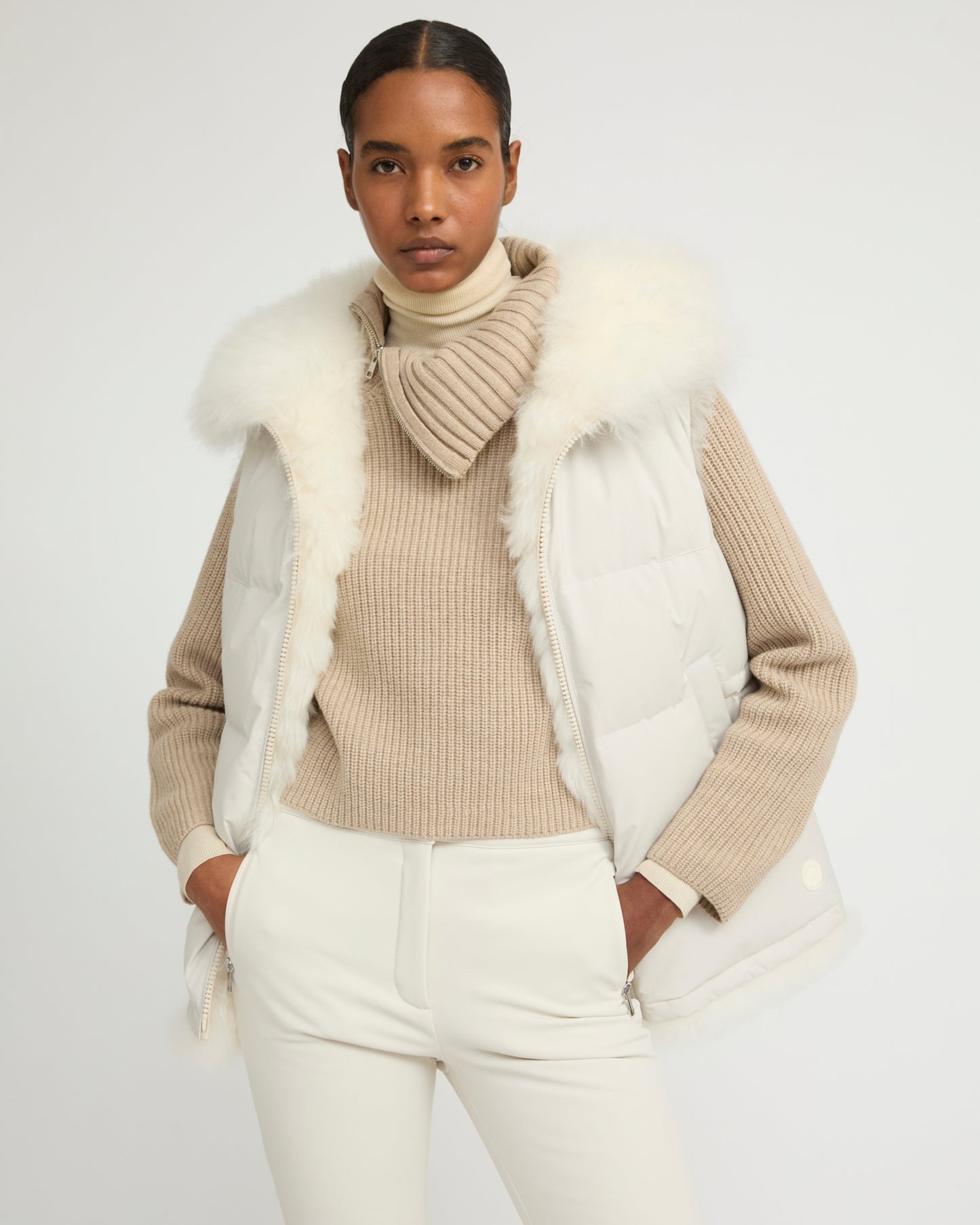 Reversible long-haired lambskin gilet - Yves Salomon