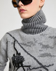 Reversible wool-cashmere knit jacquard jumper
