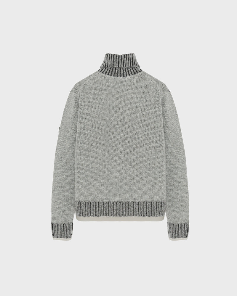 Reversible wool-cashmere knit jacquard jumper - white/grey - Yves Salomon